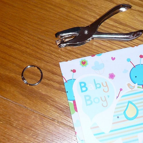 save baby cards - corner hole punch