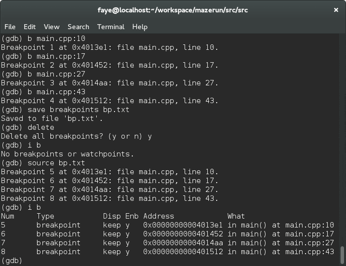 save breakpoints between gdb debugging sessions